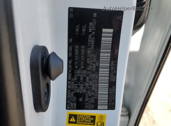 5TDJZRFH0KS574657 2019 TOYOTA HIGHLANDER White Widok naklejki z numerem VIN