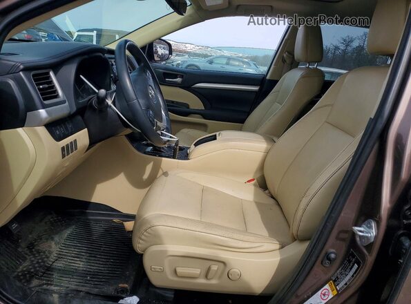 5TDJZRFH1JS902201 2018 TOYOTA HIGHLANDER Brown წინა სალონის ხედი