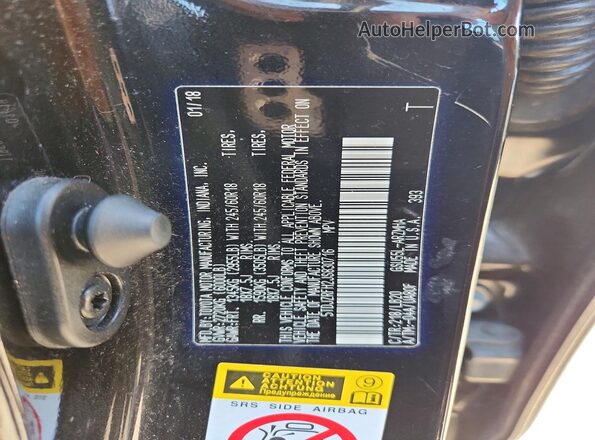 5TDJZRFH2JS830716 2018 TOYOTA HIGHLANDER Черный Вид наклейки с VIN-кодом