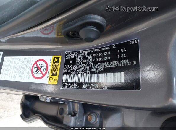5TDJZRFH3HS473878 2017 TOYOTA HIGHLANDER Beige Вид підкапотного простору