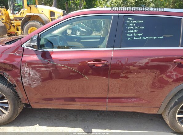 5TDJZRFH3JS809065 2018 TOYOTA HIGHLANDER Burgundy Vista interior de 360 grados