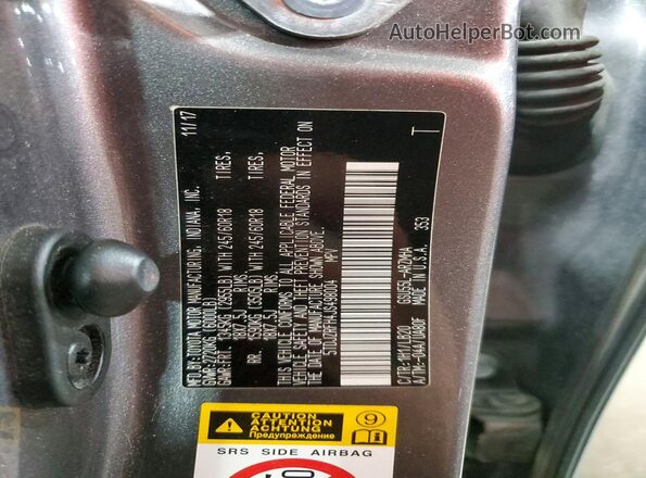 5TDJZRFH4JS498004 2018 TOYOTA HIGHLANDER Gray Vista del compartimento del motor