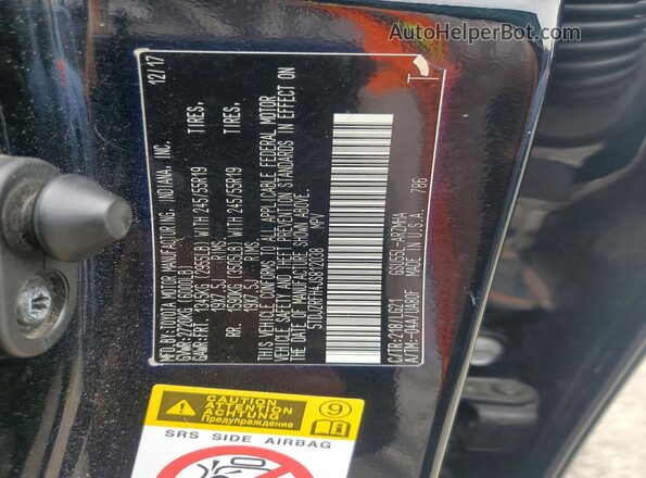 5TDJZRFH4JS812038 2018 TOYOTA HIGHLANDER Black Widok naklejki z numerem VIN