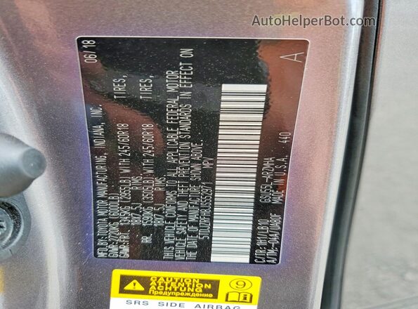 5TDJZRFH8JS552971 2018 TOYOTA HIGHLANDER Gray Widok wnętrza 360 stopni
