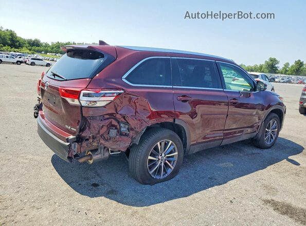 5TDJZRFH8KS704247 2019 TOYOTA HIGHLANDER Бордовый Задняя правая четверть