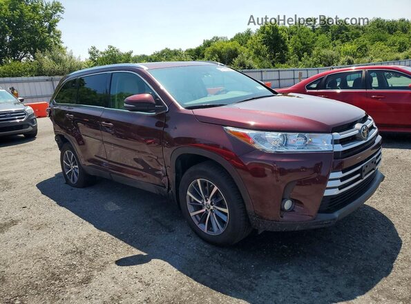 5TDJZRFH8KS704247 2019 TOYOTA HIGHLANDER Бордовый Передняя правая четверть