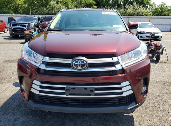 5TDJZRFH8KS704247 2019 TOYOTA HIGHLANDER Бордовый Вид спереди