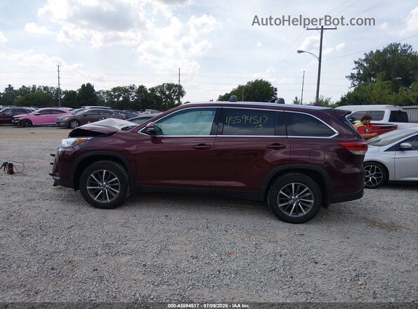 5TDJZRFH8KS708041 2019 TOYOTA HIGHLANDER Burgundy Սալոնի 360 աստիճան տեսք