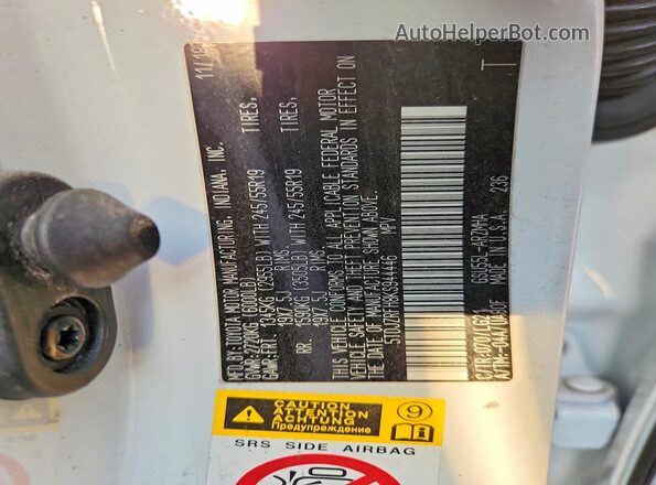 5TDJZRFH8KS944446 2019 TOYOTA HIGHLANDER White Շարժիչի բաժամունքի տեսք