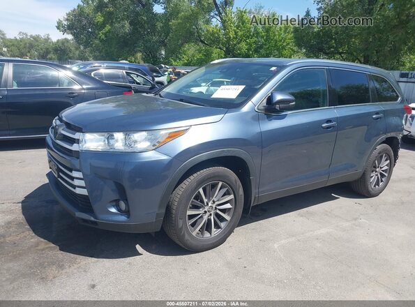 5TDJZRFH8KS985059 2019 TOYOTA HIGHLANDER Синий Передняя левая четверть