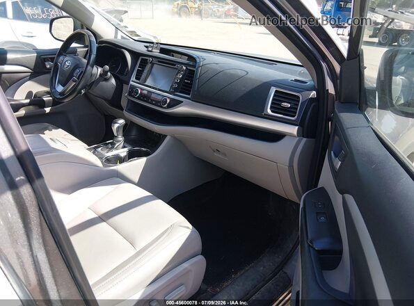 5TDJZRFH9JS527982 2018 TOYOTA HIGHLANDER Gray წინა სალონის ხედი