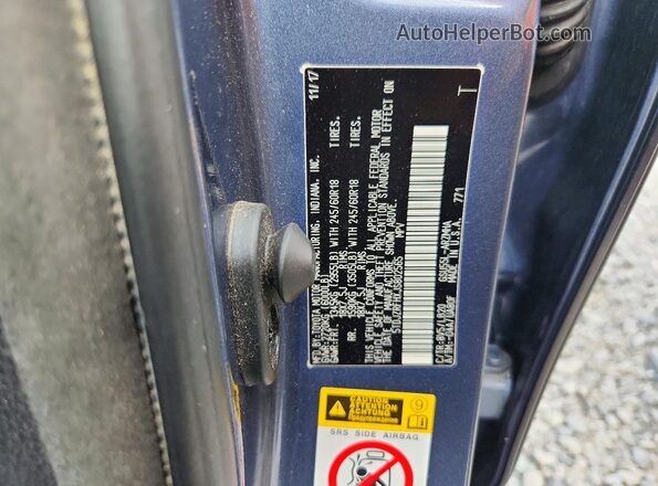 5TDJZRFHXJS802565 2018 TOYOTA HIGHLANDER Blue Vista de la etiqueta del VIN