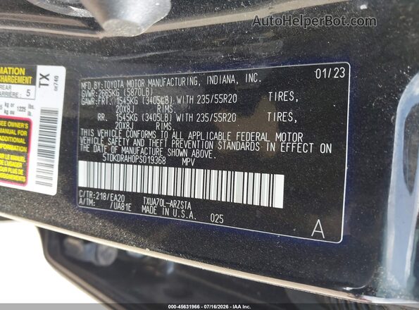 5TDKDRAH0PS019368 2023 TOYOTA HIGHLANDER Black Engine compartment view