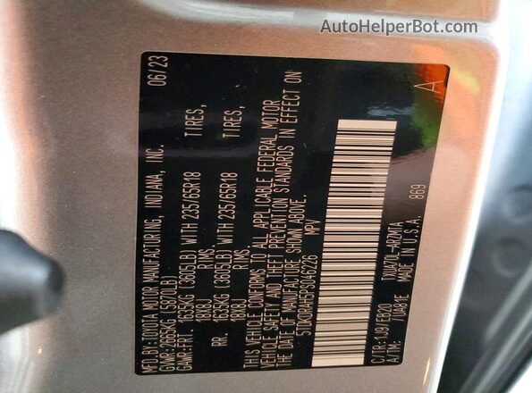 5TDKDRAH5PS046226 2023 TOYOTA HIGHLANDER Silver VIN კოდის სტიკერის ხედი