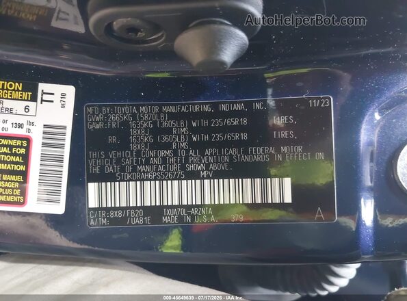 5TDKDRAH6PS526775 2023 TOYOTA HIGHLANDER Blue Widok komory silnika
