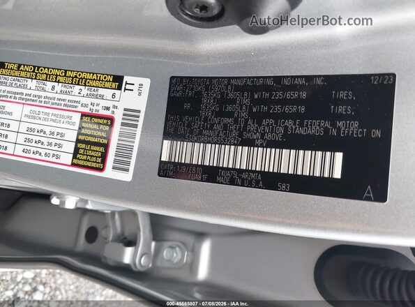 5TDKDRBH0RS532847 2024 TOYOTA HIGHLANDER Silver Vista del compartimento del motor