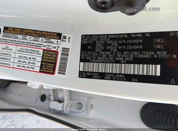5TDKDRBH2PS504772 2023 TOYOTA HIGHLANDER Белый Вид подкапотного пространства