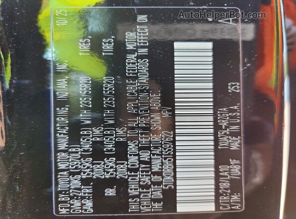 5TDKDRBH5TS597622 2026 TOYOTA HIGHLANDER Black 360 interior view