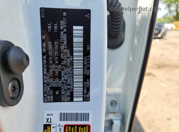 5TDKDRBH6PS016375 2023 TOYOTA HIGHLANDER White VIN კოდის სტიკერის ხედი
