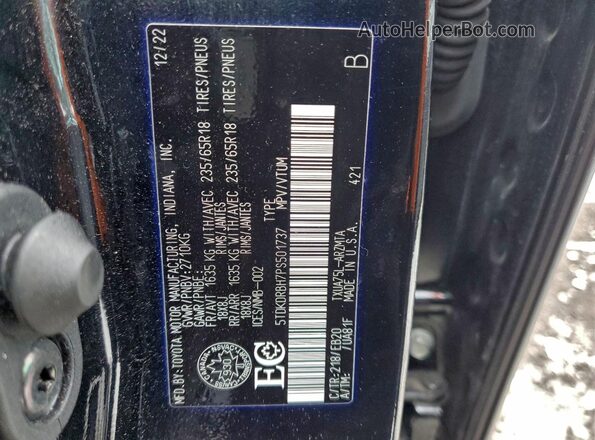 5TDKDRBH7PS501737 2023 TOYOTA HIGHLANDER Black Սալոնի 360 աստիճան տեսք