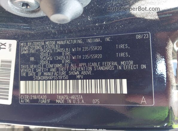 5TDKDRBHXPS519150 2023 TOYOTA HIGHLANDER Black Engine compartment view