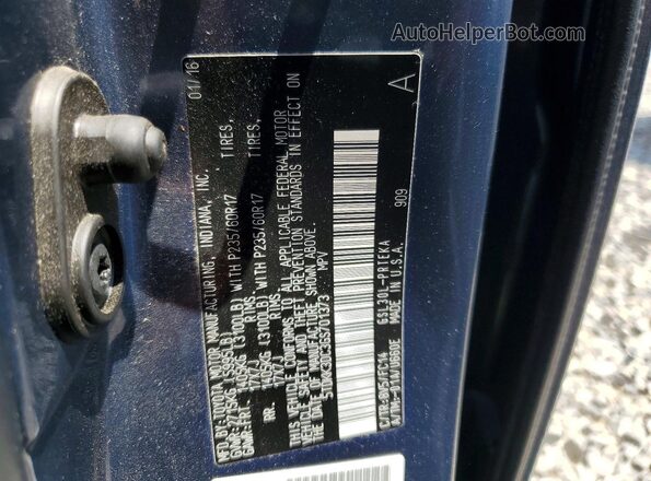 5TDKK3DC3GS701373 2016 TOYOTA SIENNA Blue Вид наклейки з VIN-кодом