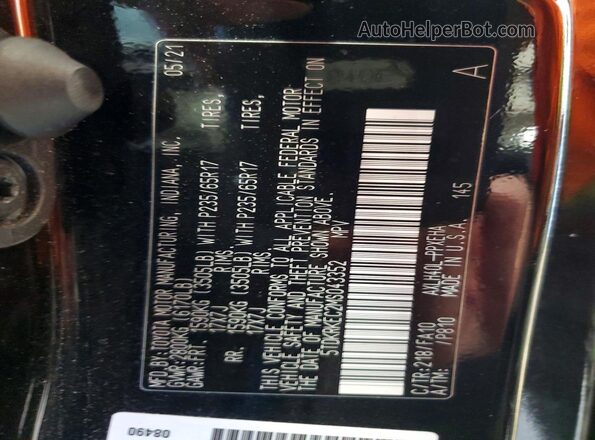 5TDKRKEC2MS043352 2021 TOYOTA SIENNA Черный Вид наклейки с VIN-кодом