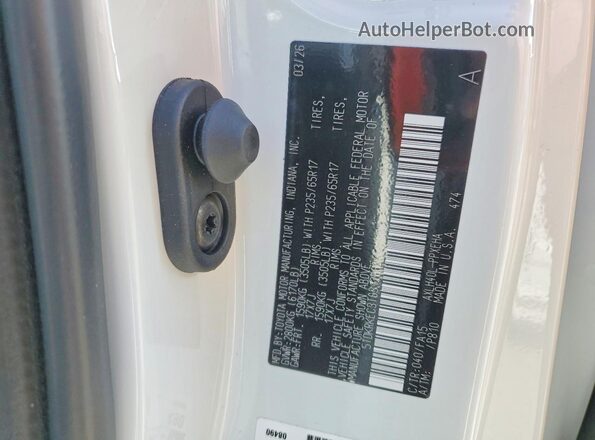 5TDKRKEC3TS312862 2026 TOYOTA SIENNA White Vista de la etiqueta del VIN