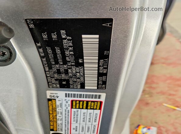 5TDKRKEC4MS068625 2021 TOYOTA SIENNA Silver VIN կոդի պիտակի տեսք