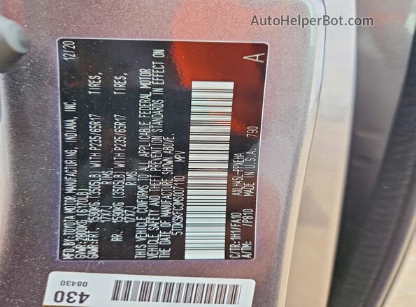 5TDKSKFC3MS007110 2021 TOYOTA SIENNA Gray სალონის 360-გრადუსიანი ხედი