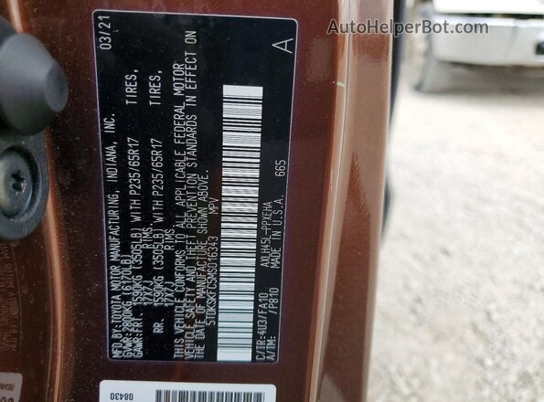 5TDKSKFC5MS016343 2021 TOYOTA SIENNA Brown VIN կոդի պիտակի տեսք