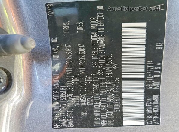 5TDKZ3DC6JS921352 2018 TOYOTA SIENNA Gray Widok wnętrza 360 stopni