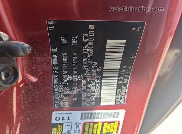 5TDKZ3DCXHS799332 2017 TOYOTA SIENNA Red VIN կոդի պիտակի տեսք