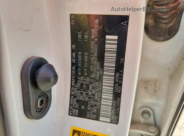 5TDKZRFH2KS369457 2019 TOYOTA HIGHLANDER White Vista interior de 360 grados