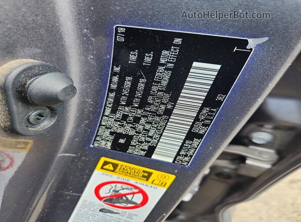 5TDKZRFH3JS280219 2018 TOYOTA HIGHLANDER Gray Widok naklejki z numerem VIN