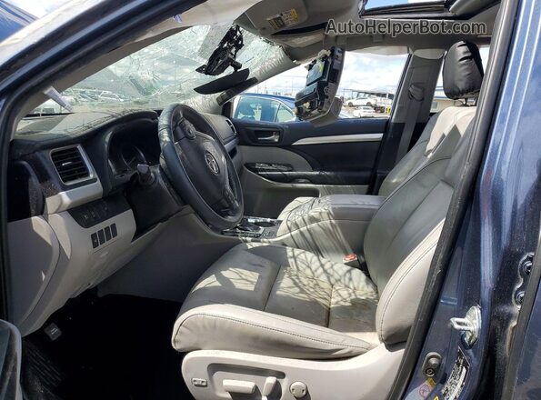 5TDKZRFH3KS361285 2019 TOYOTA HIGHLANDER Blue Widok wnętrza z przodu