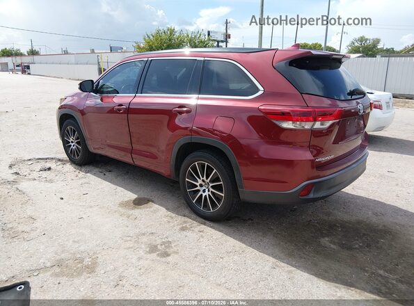 5TDKZRFH4JS533919 2018 TOYOTA HIGHLANDER Red Trasero izquierdo