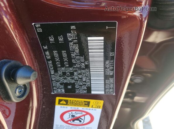 5TDKZRFH5JS260781 2018 TOYOTA HIGHLANDER Red VIN sticker view