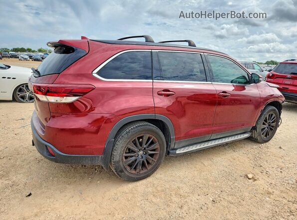 5TDKZRFH5KS556207 2019 TOYOTA HIGHLANDER Burgundy უკანა მარჯვენა