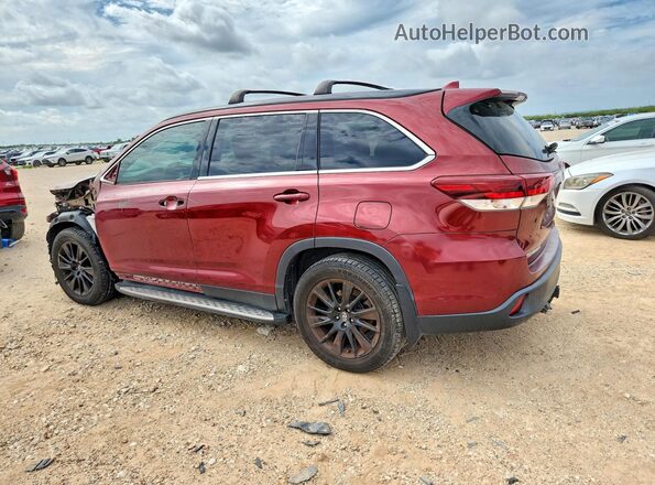 5TDKZRFH5KS556207 2019 TOYOTA HIGHLANDER Burgundy უკანა მარცხენა