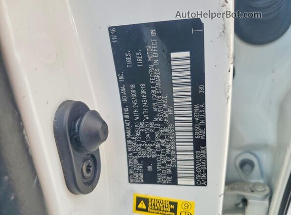 5TDKZRFH8HS187819 2017 TOYOTA HIGHLANDER White Vista de la etiqueta del VIN