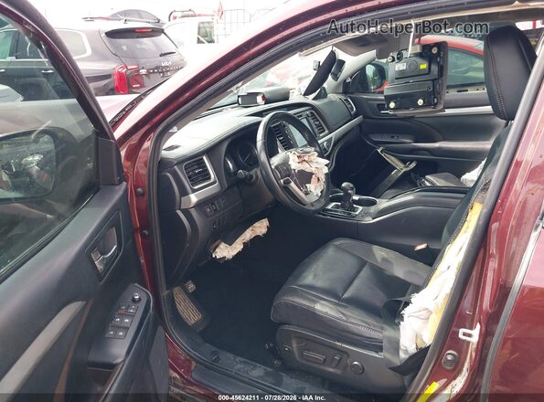 5TDKZRFH9KS298483 2019 TOYOTA HIGHLANDER Бордовый Вид салона спереди
