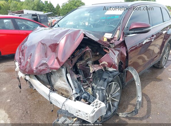 5TDKZRFH9KS298483 2019 TOYOTA HIGHLANDER Бордовый Вид спереди