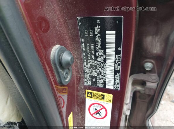 5TDKZRFH9KS298483 2019 TOYOTA HIGHLANDER Бордовый Вид подкапотного пространства