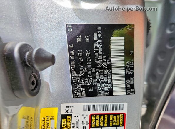 5TDLZRAH5MS031954 2021 TOYOTA HIGHLANDER Silver Вид наклейки з VIN-кодом