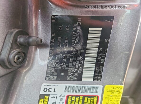 5TDXZ3DC7JS959257 2018 TOYOTA SIENNA Gray Vista de la etiqueta del VIN