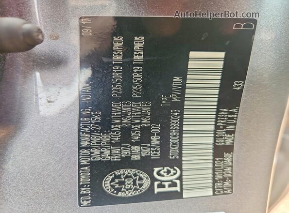 5TDXZ3DC9HS890243 2017 TOYOTA SIENNA Gray 360 interior view