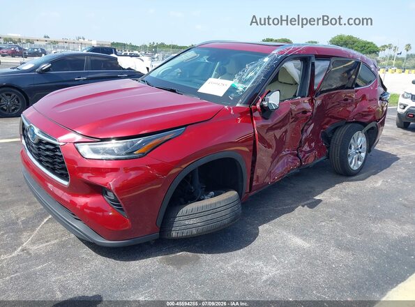 5TDYARAH5PS019370 2023 TOYOTA HIGHLANDER Red Առջևի ձախ երեք քառորդ տեսարան