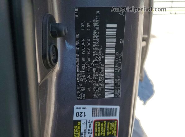 5TDYK3DC3GS699859 2016 TOYOTA SIENNA Charcoal VIN կոդի պիտակի տեսք