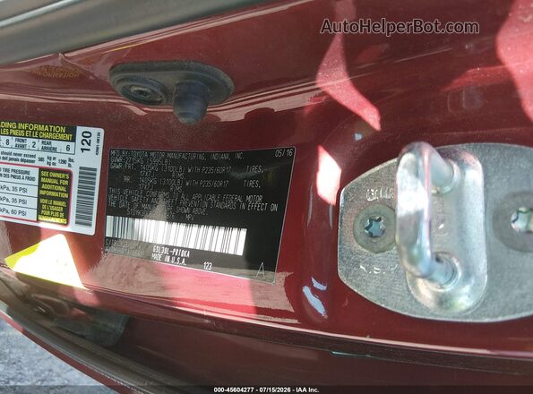 5TDYK3DC6GS741876 2016 TOYOTA SIENNA Burgundy Вид підкапотного простору